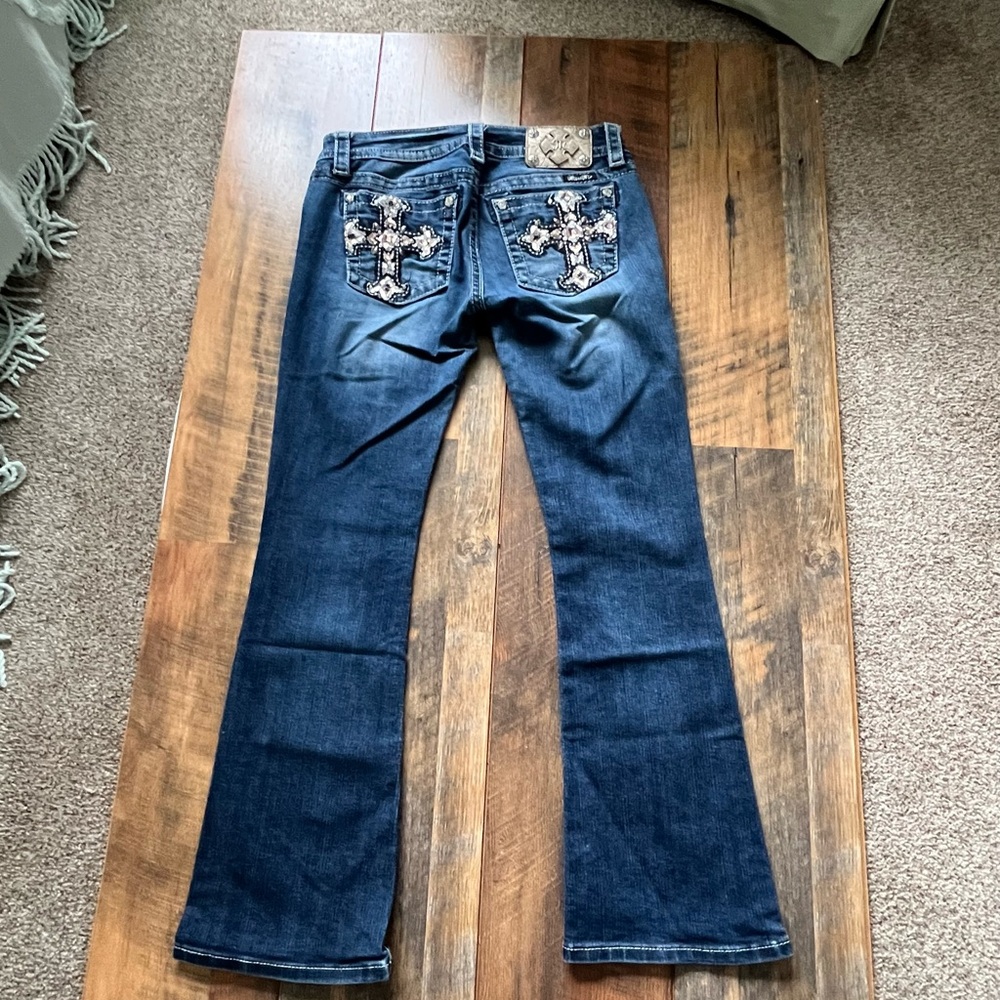 Miss Me Boot Cut Jeans with Embellished Cross Design - Picture 3 of 8
